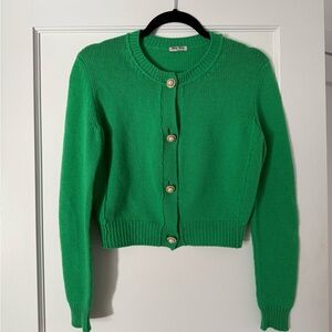 Miu Miu Green Cashmere Cardigan With Pearl Buttons Size 38 | Small